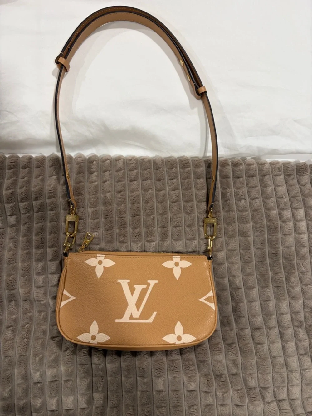Louis Vuitton Tan & Cream Monogram Mini Shoulder Bag